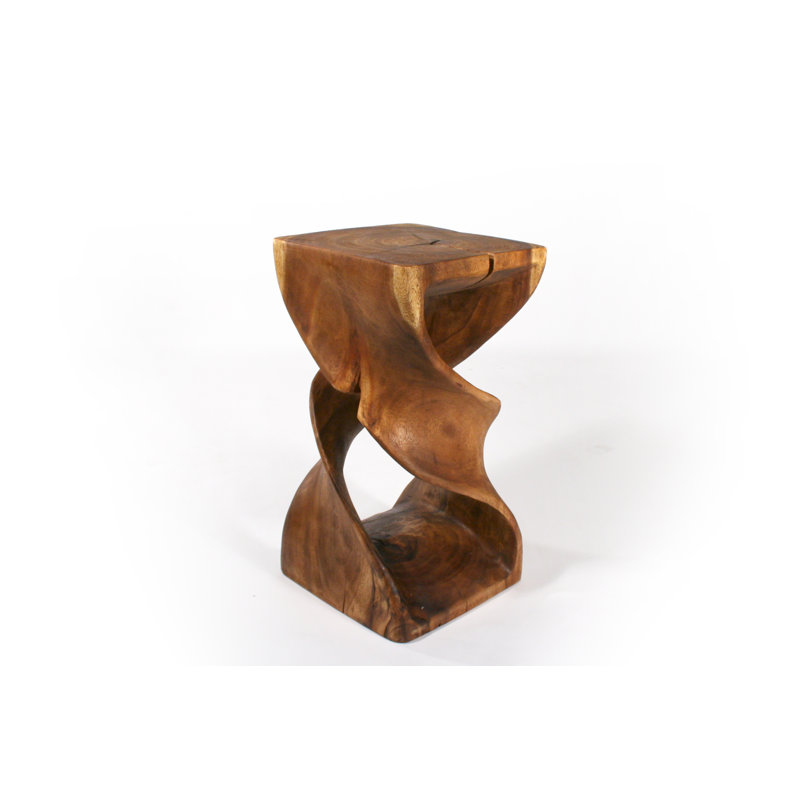 Ahliya Solid Wood Block End Table Set, Walnut, 26" H x 14" W x 14" D