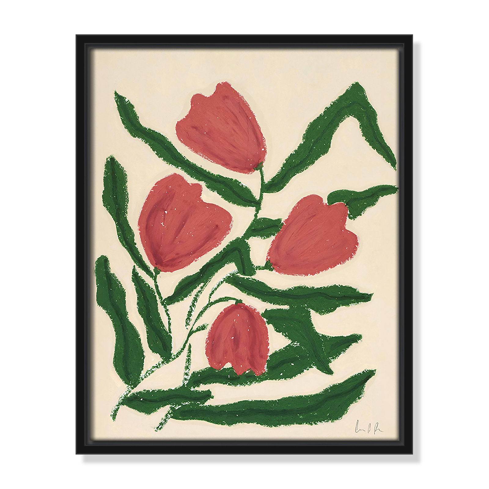 Colette "Red Tulips" Print by Camilla Bergqvist, Black, 15.5" H x 12.5" W
