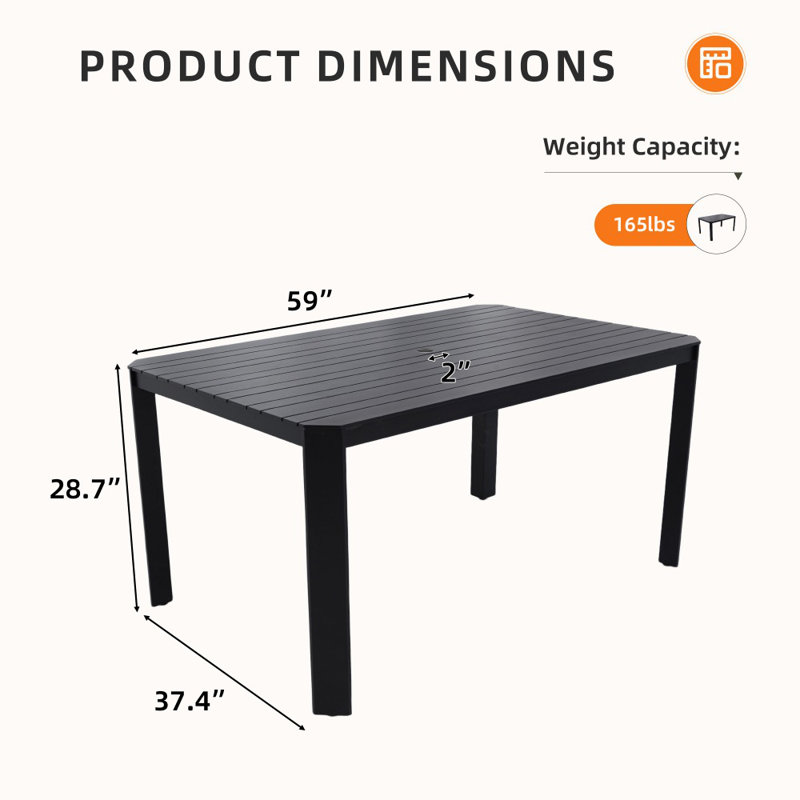 Modern Outdoor Aluminum Table With Alternating Wide And Narrow Slats, Angled Corners, Umbrella Hole, And Adjustable Non-slip Pads 