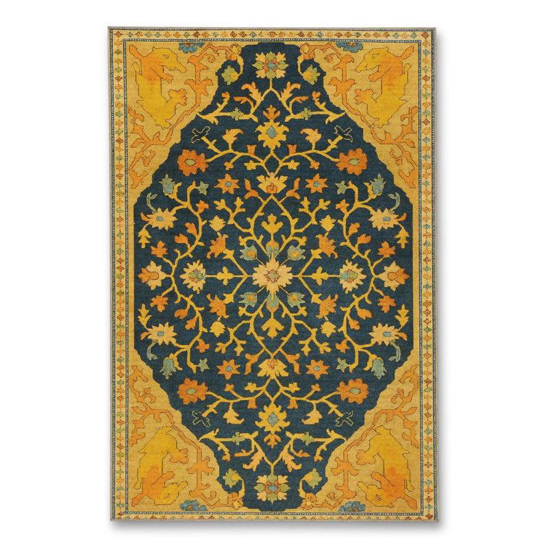 Tapis vert tissé à motif lavable Mosso, 2'6" x 9'10"
