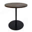Ensemble de 2 petites tables d'appoint rondes à cercles concentriques en bois pour deux tables de chevet en métal à piédestal pour petits espaces (brun noyer et noir)