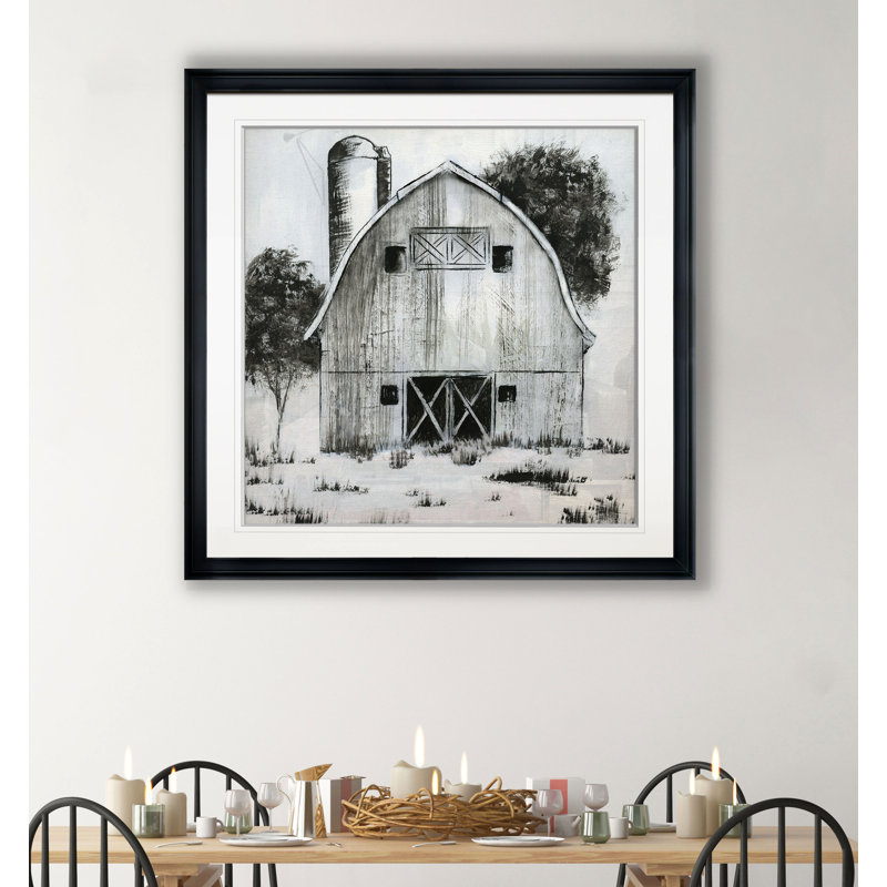 «Black and White Barn I», reproduction d'art, H 30,5 po x l 30,5 po x P 1,5 po, Encadré dans du plastique noir