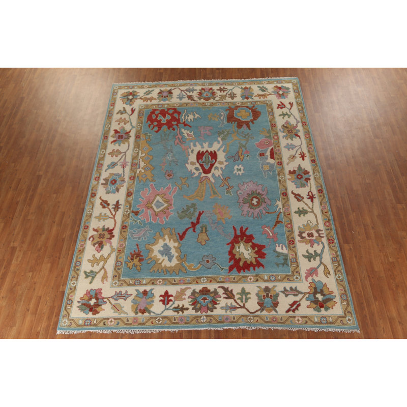 Tapis oriental bleu clair Oushak 9 x 12