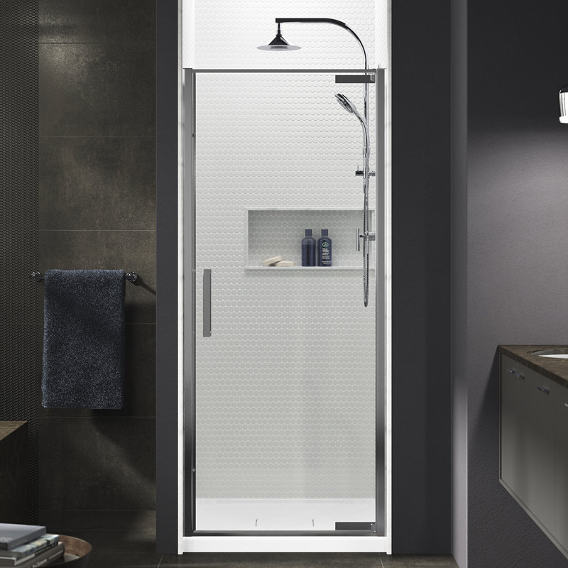 Aerie Pivot Shower Door Thick Crystal Clear Glass