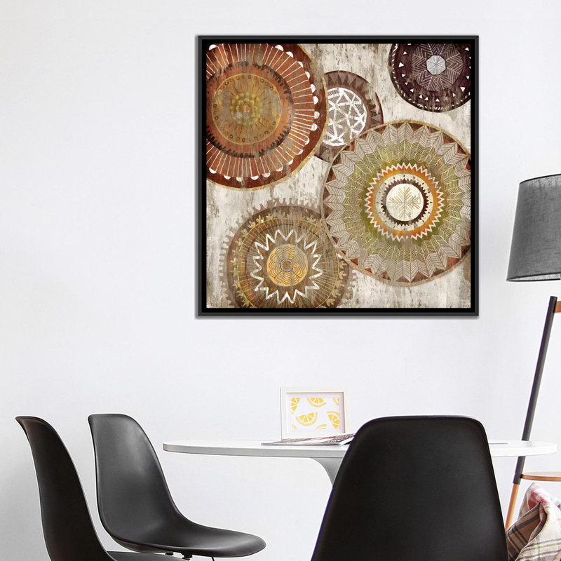 «Native Circle I», impression sur toile, H 37 po x l 37 po x P 1,5 po, Toile avec cadre flottant noir, Pas de tapis