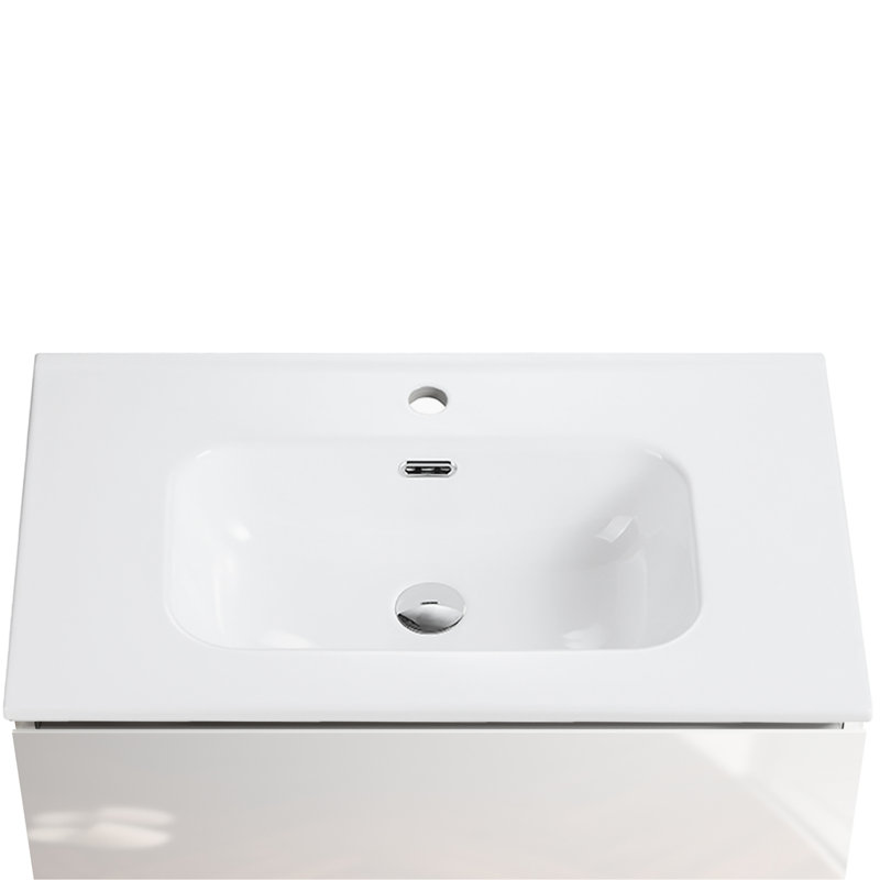 Bb09-30-311 Integrated White Ceramic Basin, Glossy Finish, Contemporary Design, Simple To Clean And Maintain, Rounded Edge For , 17.76 In Width, 29.57 Depth, 6.83 Height, 30.44 Lb Weight Surface,