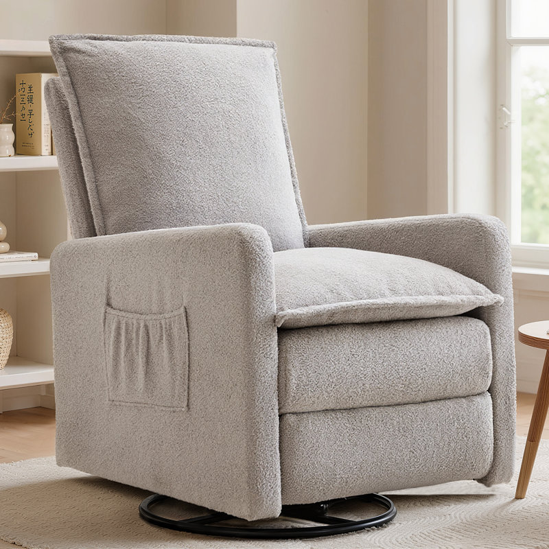 28.4" W Swivel Recliner Chair with Leg Support, Beige