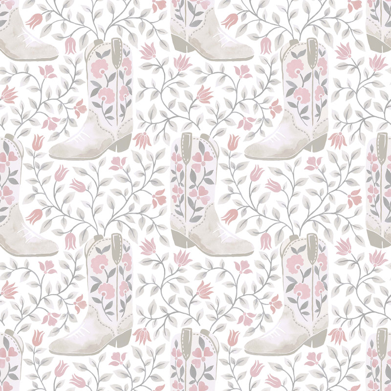 Cowgirl Like Me Peel and Stick Wallpaper, Pink