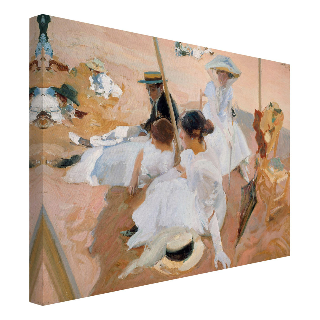 Leinwandbild Unter der Markise am Strand in Zarautz von Joaquin Sorolla