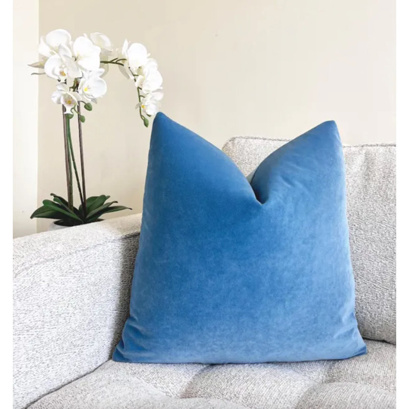 Housse de coussin en velours Bright Bright, H 20 po x l 20 po, Bleu