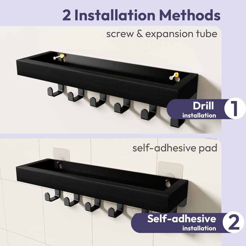 Wood Wall Organizer, Black