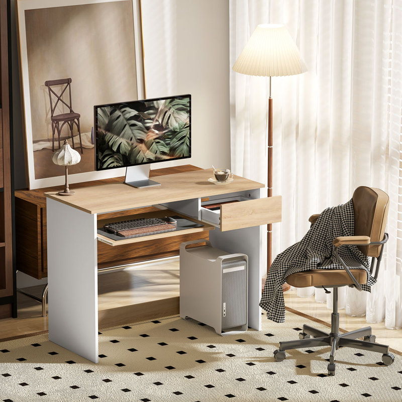 Writing Desk, White, Oak