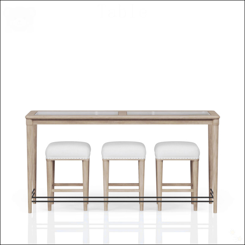 Frosted Glass Console Table With 3 Stools