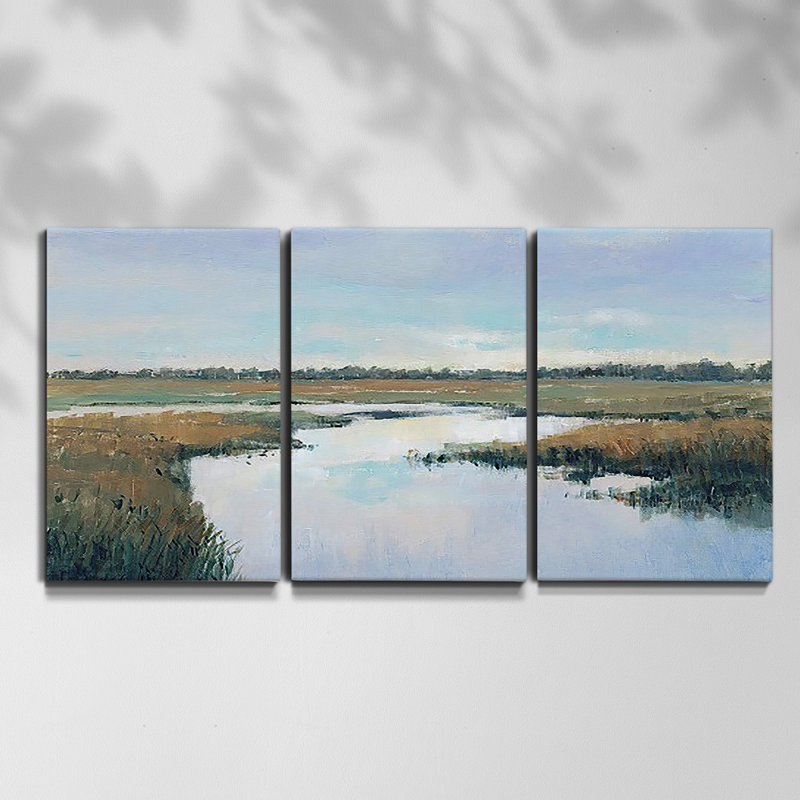 Monet, reproduction sur toile 3 pièces, H 60 po x l 120 po x P 2 po