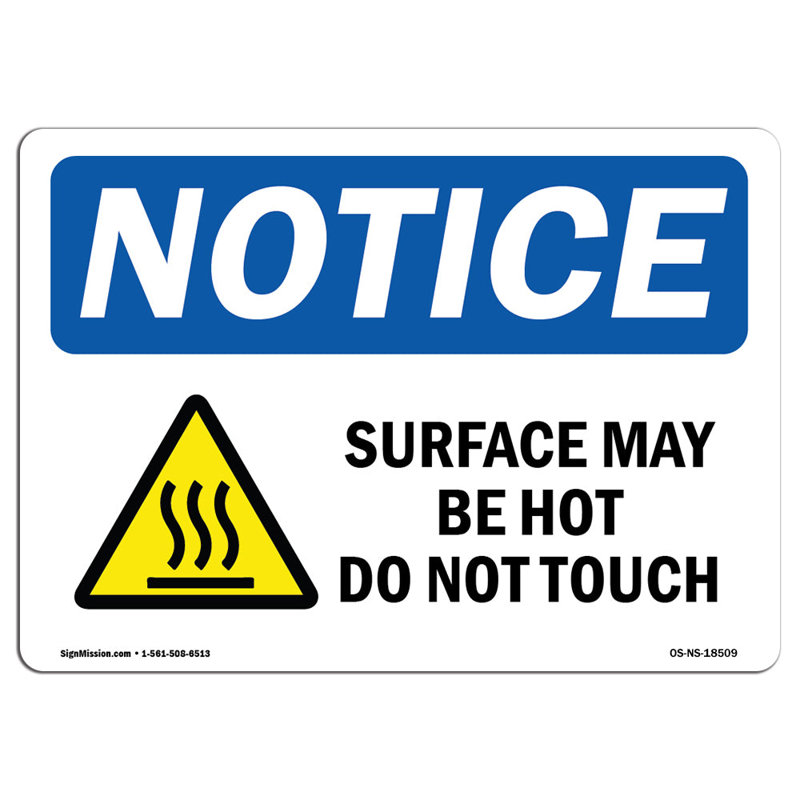 Surface May Be Hot Do Not Touch Sign with Symbol