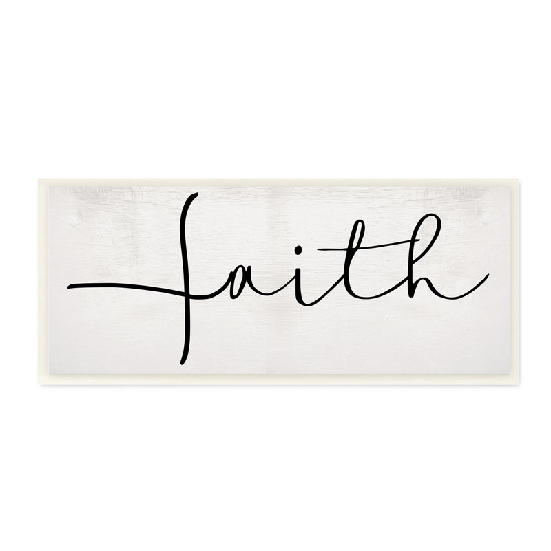 " Minimal Faith Text Elegant Cursive Typography ", Wall Plaque, 7" H x 17" W x 0.5" D