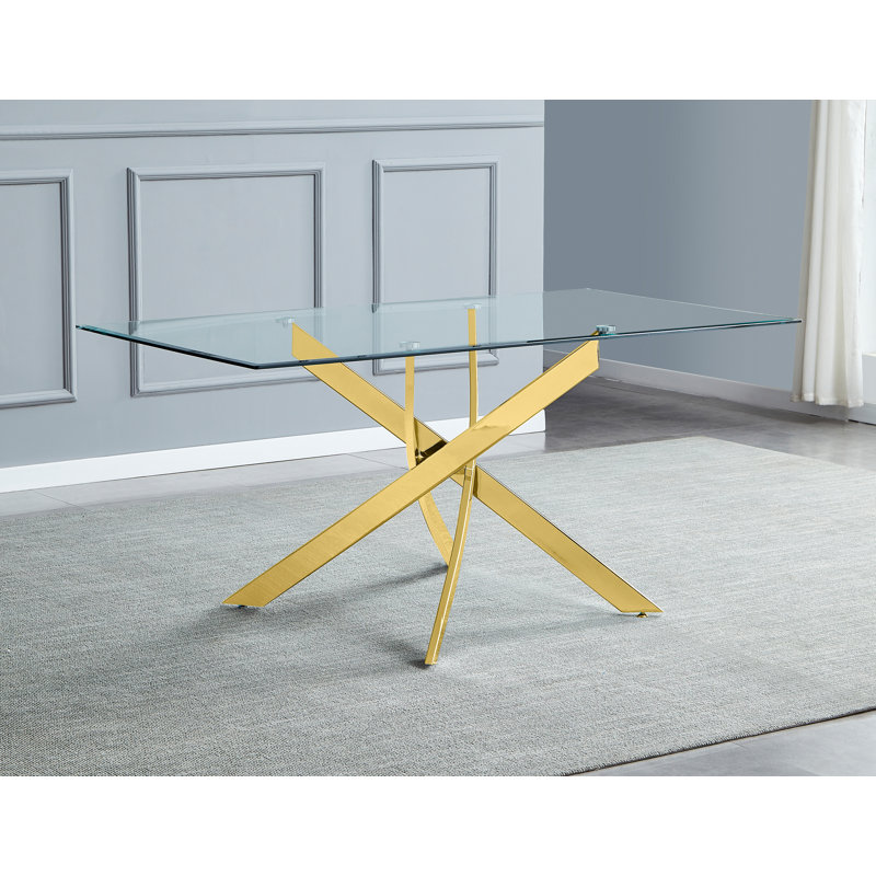 Akinleye 63" Rectangular Dining Table , Gold