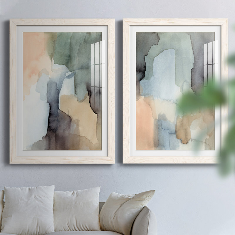 " Nectar III " 2 - Pieces, 37.5" H x 55" W x 1.5" D, White Framed Paper