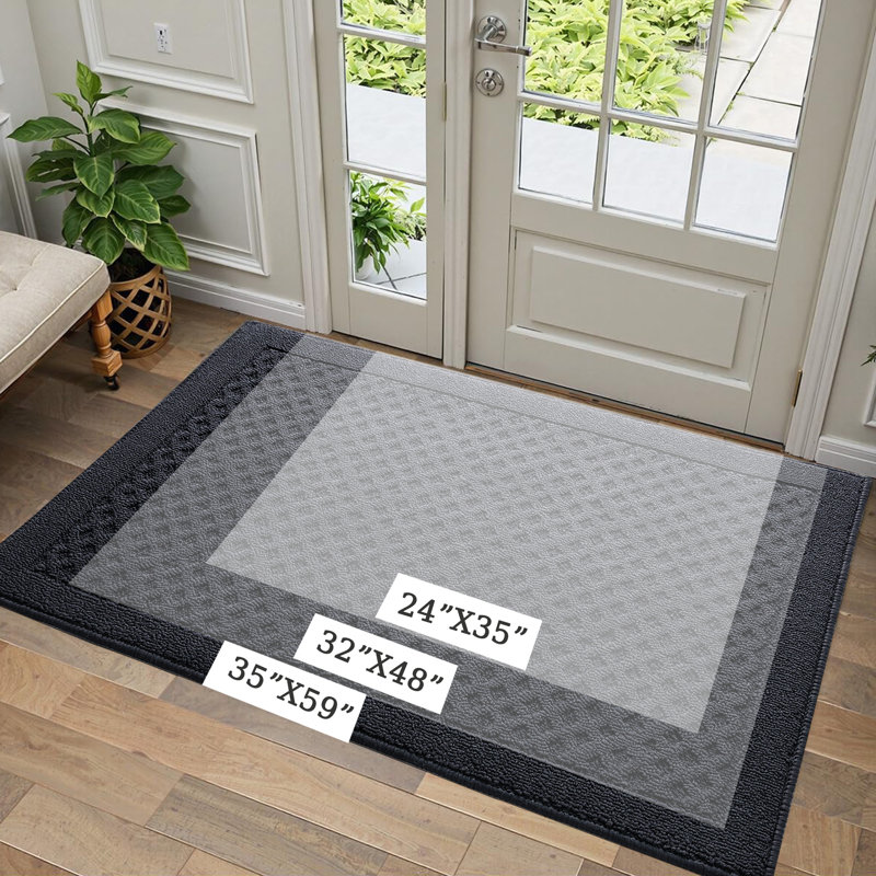 Tapis d'entrée antidérapant haut de gamme Premium, Gris foncé, L 35 po x L 59 po