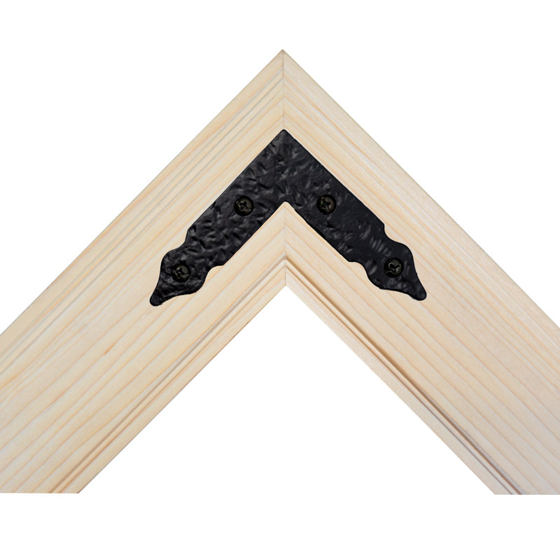 Rayne Heritage Hardwood Poplar Mirror With Decorative Corner Brackets, Natural, 60 x 33