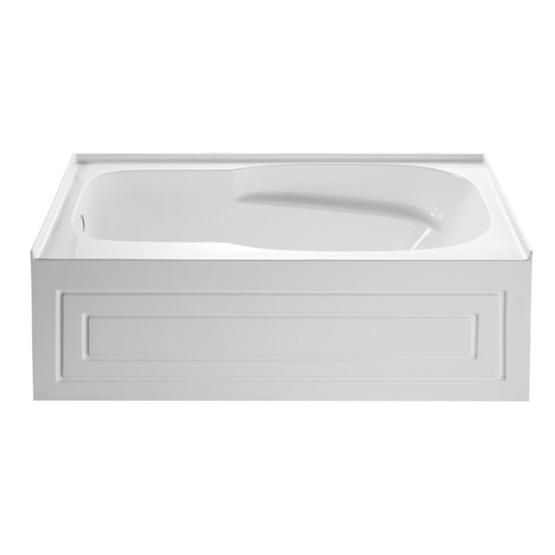 Kingston Brass Aqua Eden 60-Inch Acrylic Rectangular 3-Wall Alcove Tub with Anti-Skid Surface, Left