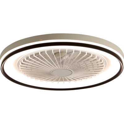RGB Dimmable Led Enclosed Ceiling Fan With Light Flush Mount Bladeless 6 Speed Remote Control For Bedroom Party