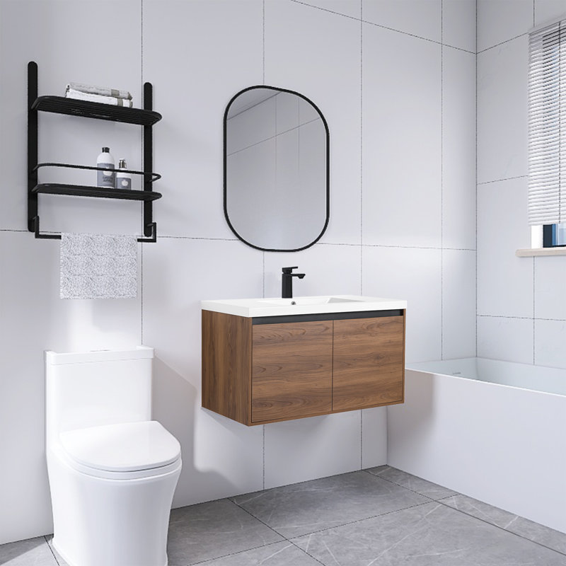 Keriss 36 " W Free Standing Wall Mounted 1 Single Vanity Bathroom Vanity With Resin Top
