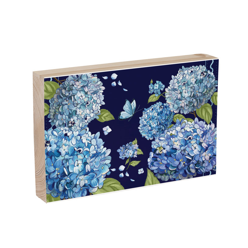 Décoration de table en bois d'hortensia, L 12 po x H 8 po