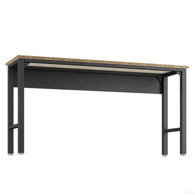 Fortress 72.4" Garage Table In Natural Wood And Steel