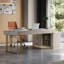 Bureau rectangulaire blanc / blanc + bois doré + bois manufacturé + Barenia avec 6 tiroirs-218204320