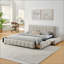 Lit tapissier, base de lit tapissier confortable, tissu chenille, avec tête de lit et base de lit solide-612321707-612321704