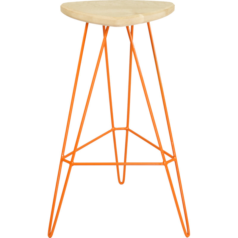 Madison Counter Stool with Metal Frame, Orange, Maple, Bar Stool (30" Seat Height)