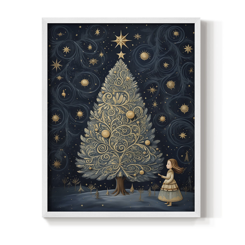 «Christmas Holiday Art DCL», reproduction encadrée - bois massif, H 11 po x l 9 po, Blanc