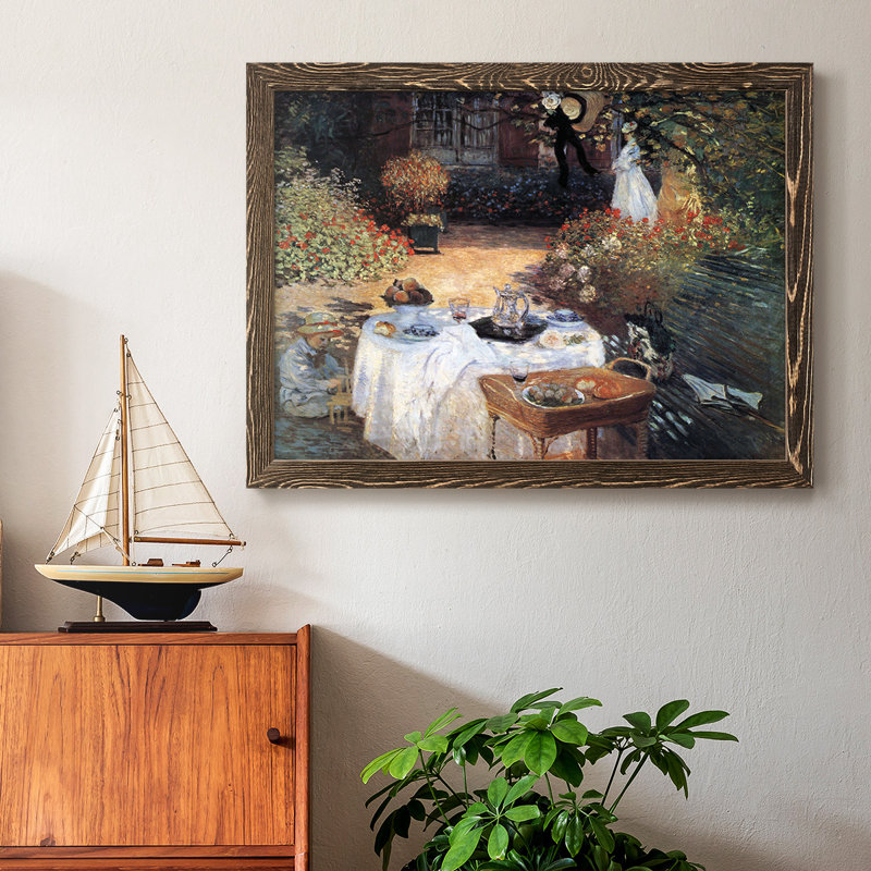 "The lunch # 2" par Monet, reproduction d'art sur toile, H 18 po x l 26 po x P 1,5 po, Noyer