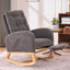 Chaise berçante d'appoint avec repose-pieds et pieds en bois d'hévéa à haut dossier-756402119
