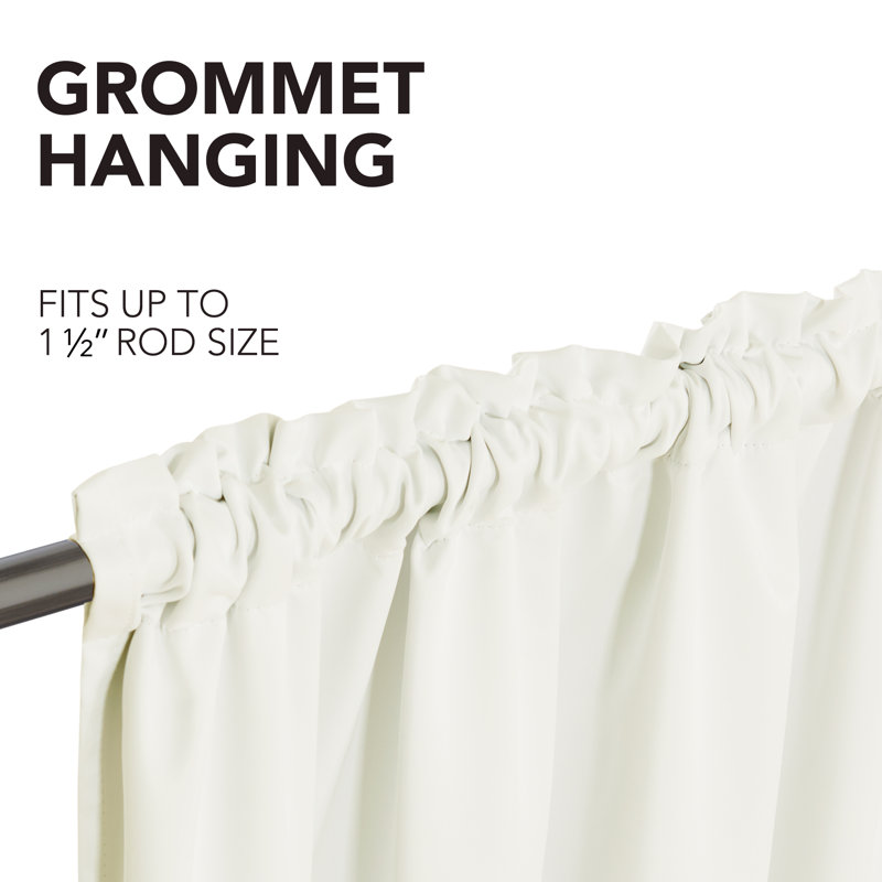 Deconovo 100 Percent Blackout with Liner Rod Pocket Curtain Panel Pair, 52" W x 84" L, Cream