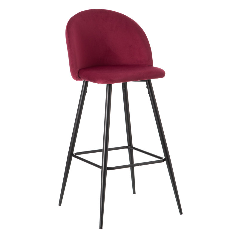 Carbajal Upholstered Counter Stool with Metal Frame, Burdeaux