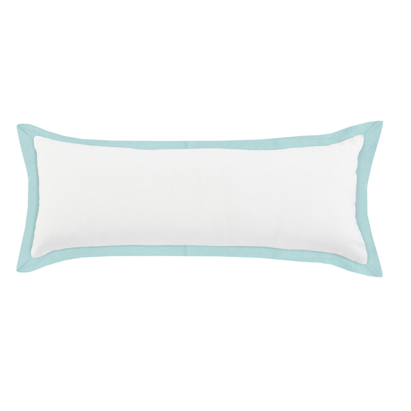 Contemporary Solid Color Stitched Hand-Made 100% Cotton Decorative Throw Pillow Cover, White/Blue, Polyester