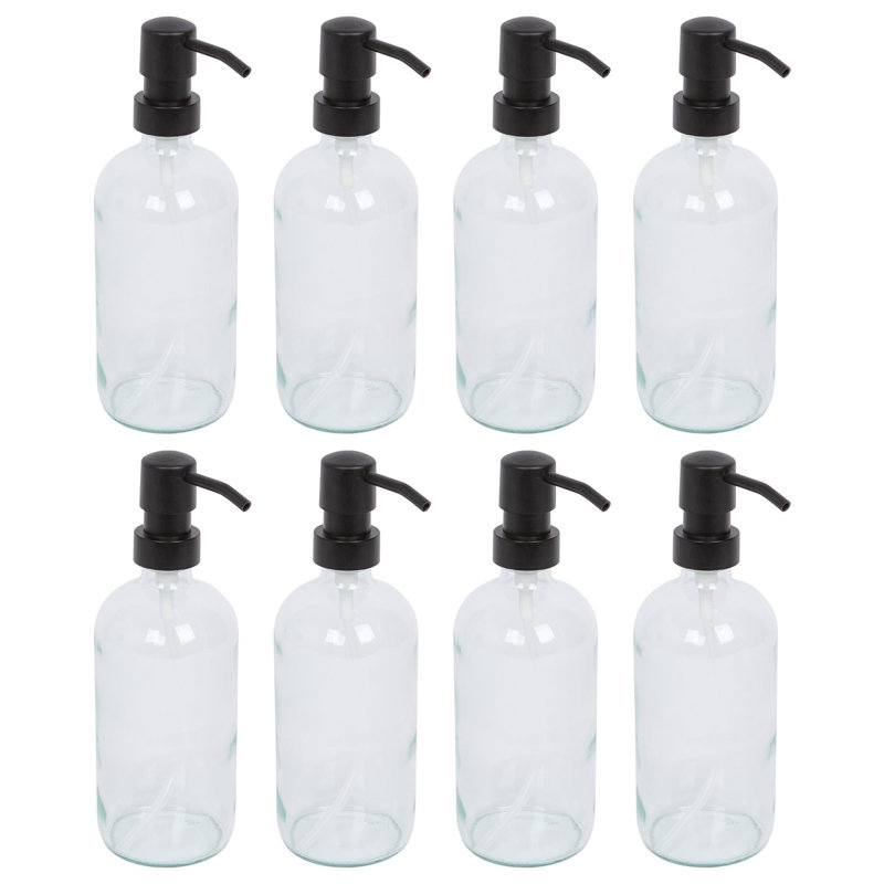 8x Glass Soap Dispensers - 500ml, Clear