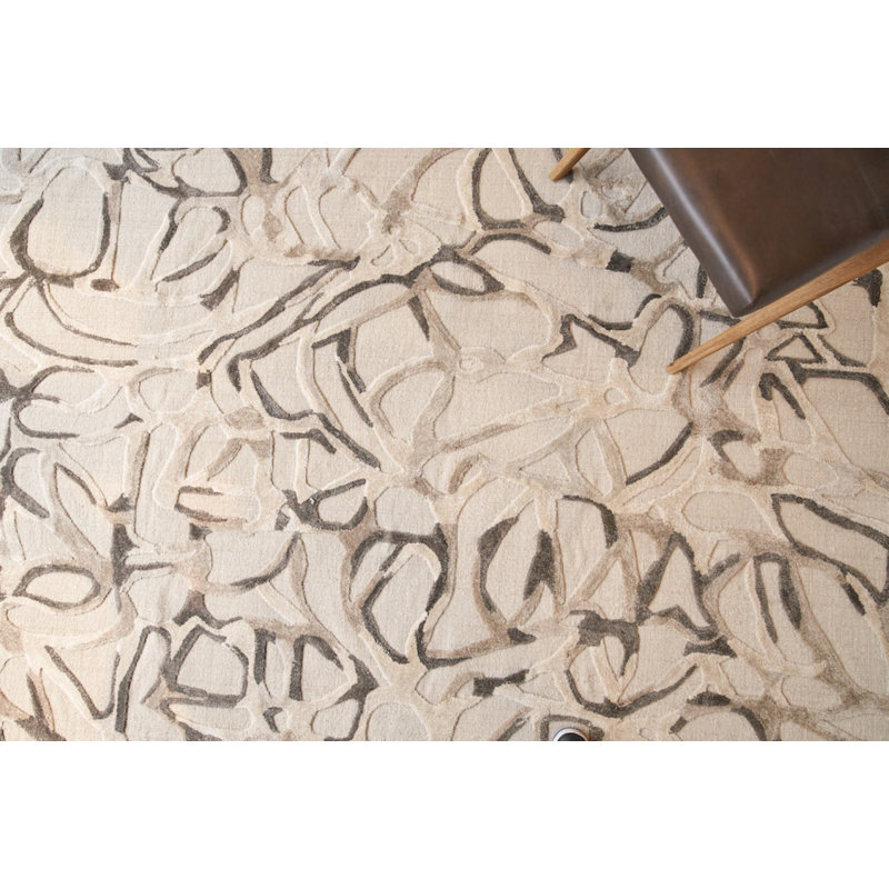 Goudy Hand Woven Wool Abstract Area Rug, Rectangle 2' x 3'