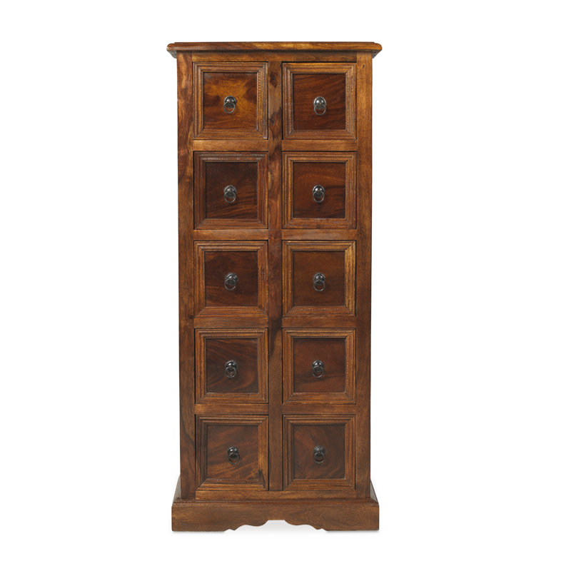 Ironwork Solid Wood 88cm H Library Style Media Drawers