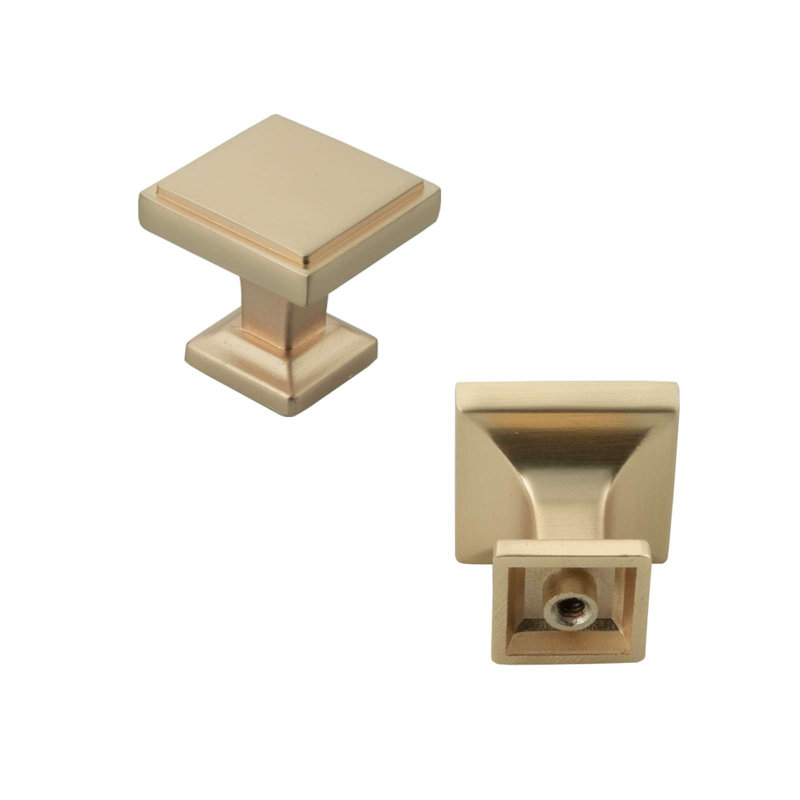Modket 1 1/8" Solid Square Knob, Brushed Champagne Bronze