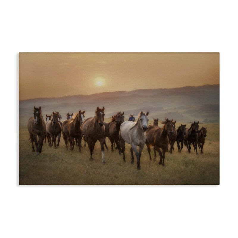 «Herd of Horses on Journey», art mural sur toile, design par PHBurchett, H 16 po x l 24 po