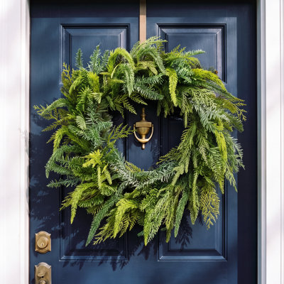 26" Uv Natural Touch Mixed Evergreen Wreath
