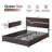 Walnut Wooden Bed with Headboard,USB Port,4 Storage Drawers-367448306