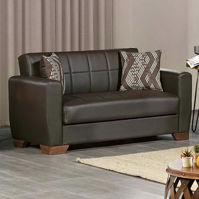 Causeuse convertible rembourrée Collection avec rangement spacieux en polyuréthane, parfaite pour les espaces de vie modernes et polyvalents.