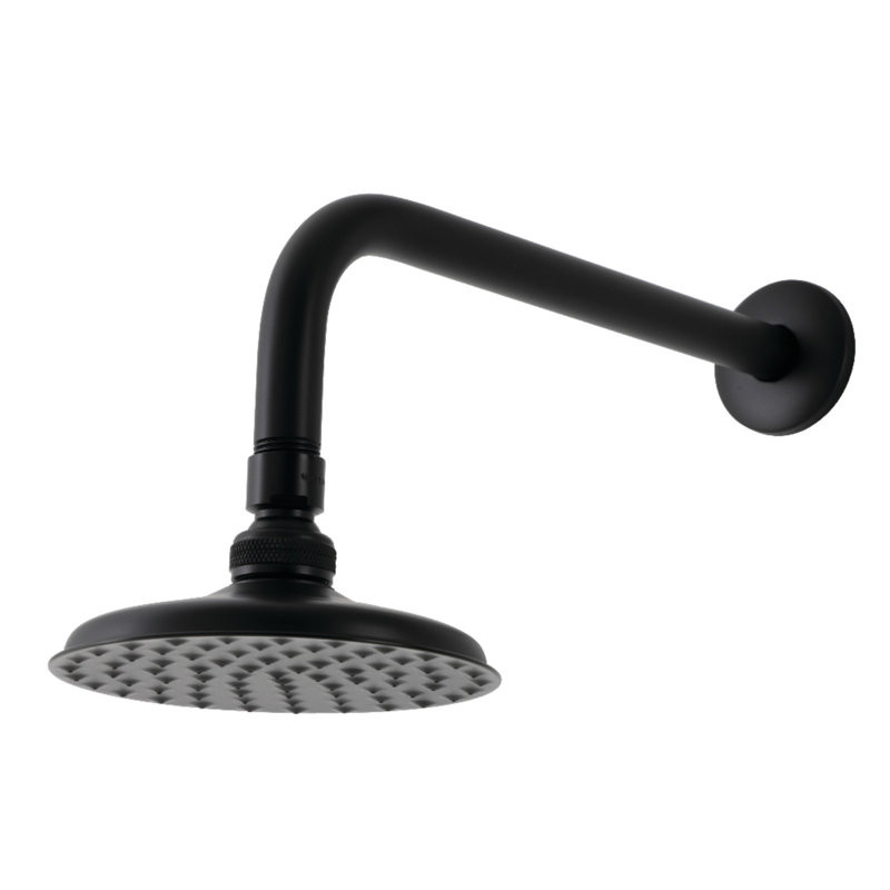 Kingston Brass Victorian 5-1/4-Inch Round Raindrop Brass Shower Head with 12-Inch Shower Arm, Matte Black