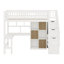 Structure de lit mezzanine multifonctionnelle en bois peu encombrante avec bureau, escalier, bibliothèque et tiroirs de rangement-119926318