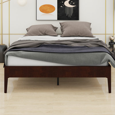Stylish Minimalist Wood Platform Bed Frame, Strong Support, No Box Spring Required, Quick Assembly