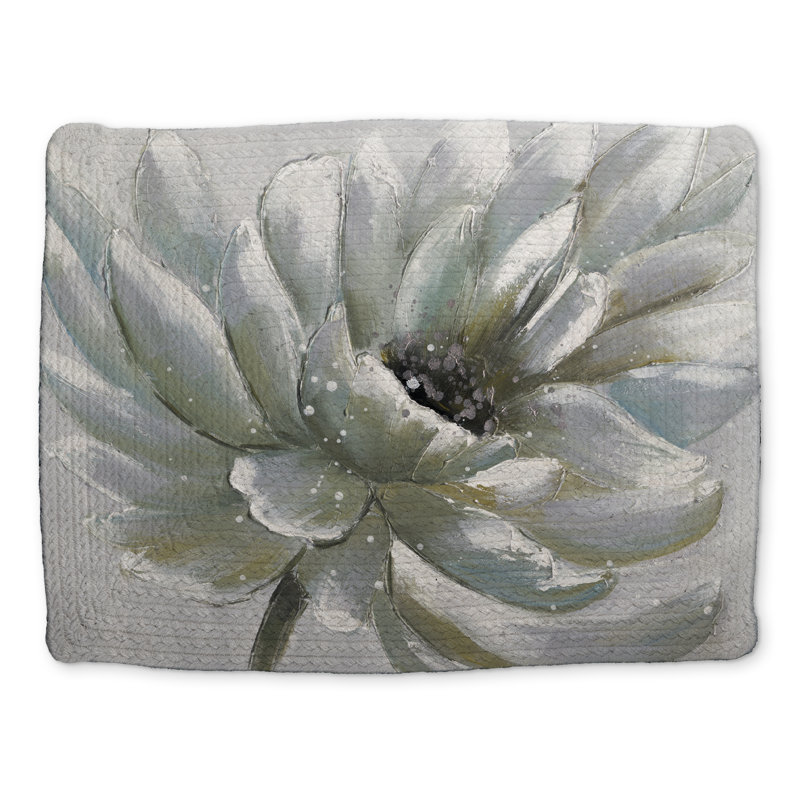 White Chrysanthemum Braided Placemat - Contemporary Bedroom Decor